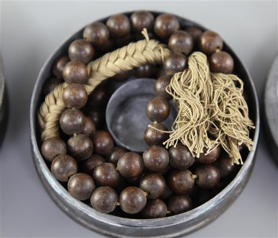 A Chinese wood bead rosary, diameter 13.5cm
